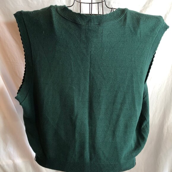 Southern Lady 1X Green Floral Sweater Vest 25" Underarm to Underarm - Picture 2 of 4